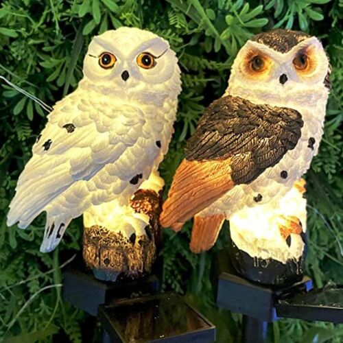 WM SolarEra Solar Lights LED Garden Owl Solar Lights Outdoor Decorative Waterproof Stake Lights for Walkway Yard Lawn Landscape Holiday Outdoor Decorations