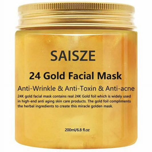 24K Gold Collagen Facial Face Mask(6.7oz) + Gold Serum(1oz) Moisture Anti Aging Remove Wrinkle Natural Skin Care