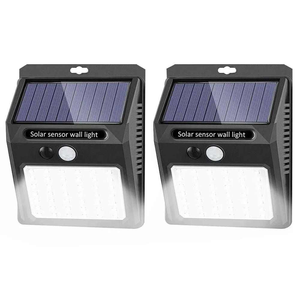 WM SolarEra Solar Lights, 30 LED Solar Motion Sensor Security Lights, Outdoor Wall Light for Outside Garden, Patio, Yard, Deck, Garage, Driveway, Fence, 2 Pack