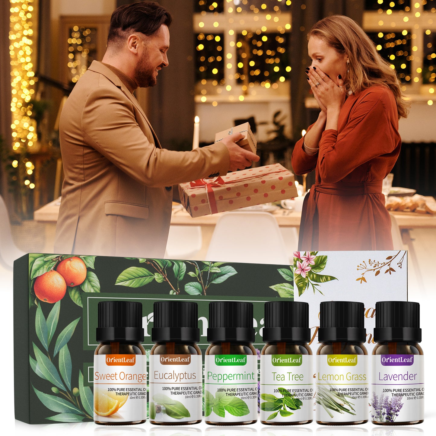 Essential Oils for Diffusers, 100% Natural Plant Extracts Six Scents Oil, for Aromatherapy, DIY Perfume Candle Soap, Massage, Perfect Christmas Gift 6Pack 0.33Fl