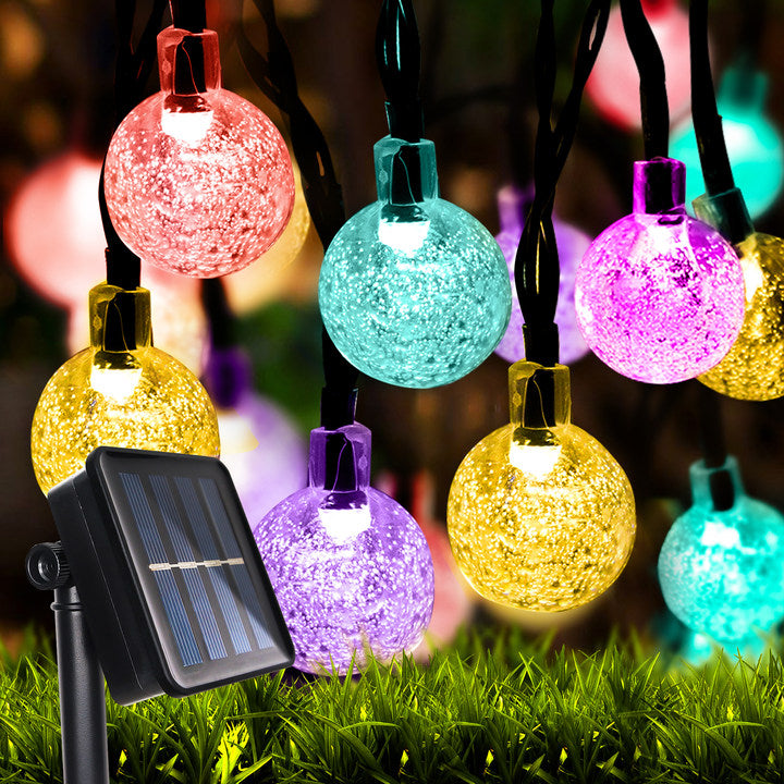 WM Solar String Lights Outdoor 30 LED 20ft Crystal Globe Lights Waterproof with 8 Lighting Modes for Outdoor Garden Wedding Party Halloween Xmas Decor