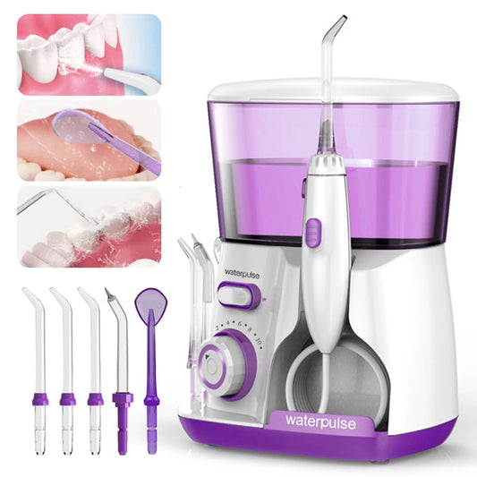 Dental Electric Water Flosser Oral Irrigator with 5 Adjustable Water Jet Tips（US or EU Plug）