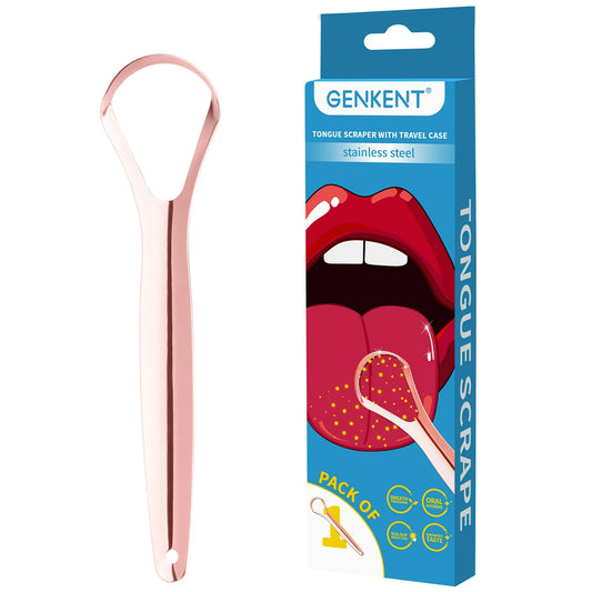 Tongue Scraper with Cases 100% Stainless Steel Tongue Cleaner for Bad Breath Reduce Suitable for Home & Office Use