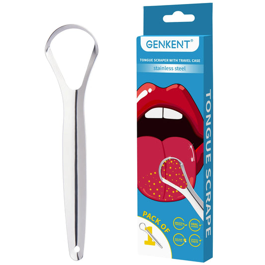 Tongue Scraper with Cases 100% Stainless Steel Tongue Cleaner for Bad Breath Reduce Suitable for Home & Office Use