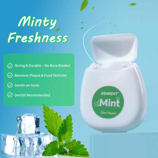 Cool Mint Waxed Dental Floss Deep Clean Nylon Floss for Removes Plaque and Food Debris