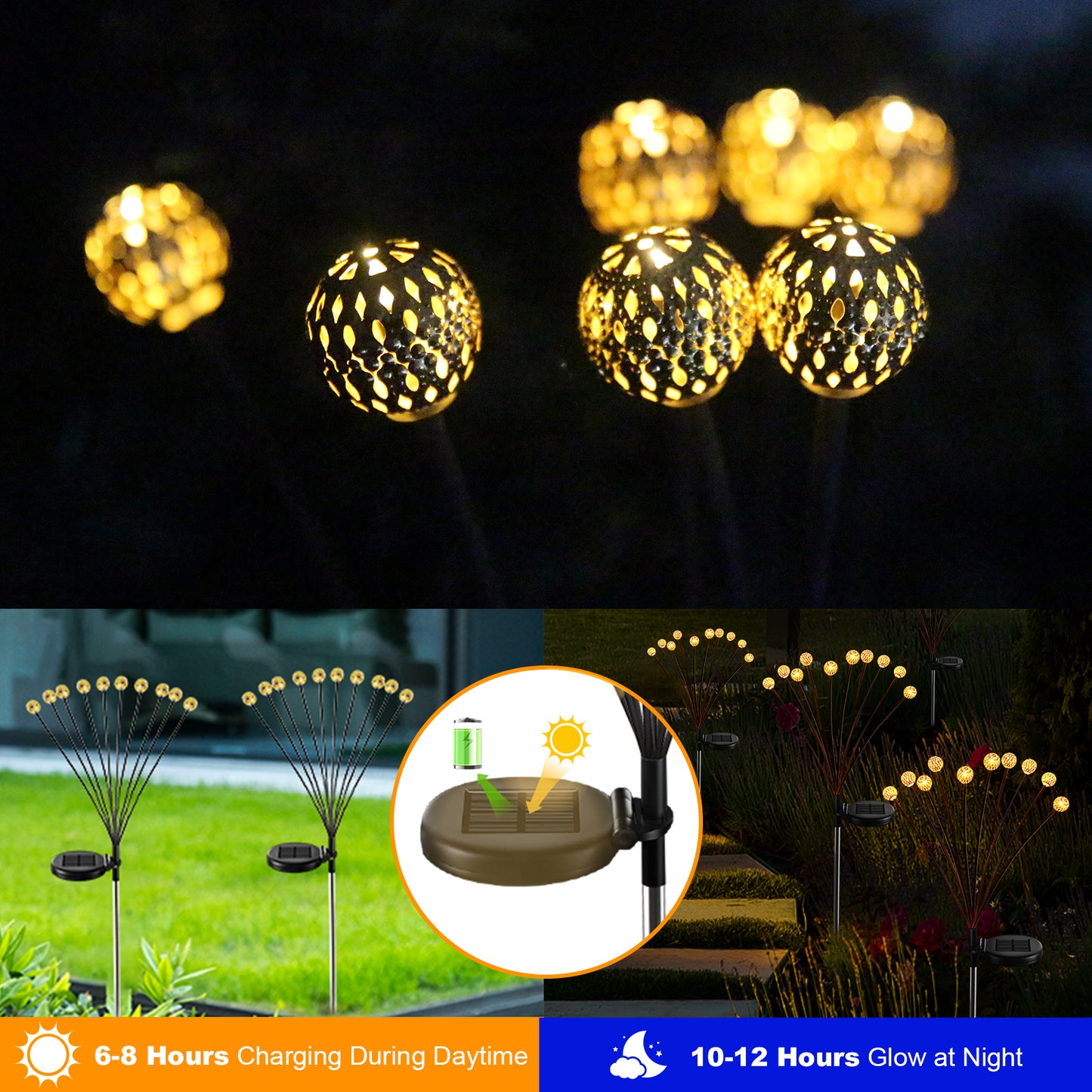 Solarera Solar Swinging Moroccan Lights, New Upgraded Waterproof 2 Pack 8 Modes Solar Powered Garden Lights for Patio Pathway Party Decoration