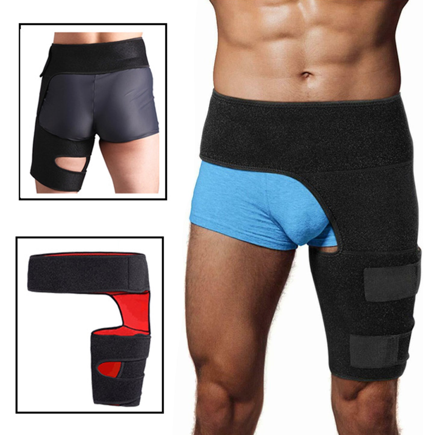 WM Aptoco Adjustable Hip Brace Thigh Compression Sleeve for Sciatica Nerve Pain Relief Groin Wrap Brace Fits for Unisex Both Legs