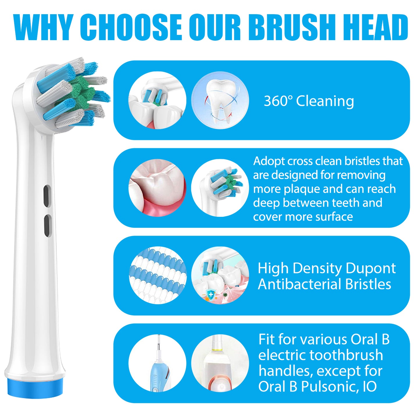 12/15 Pcs Replacement Toothbrush Heads Compatible with Oral B Deep Clean Electric Toothbrush Heads Refill