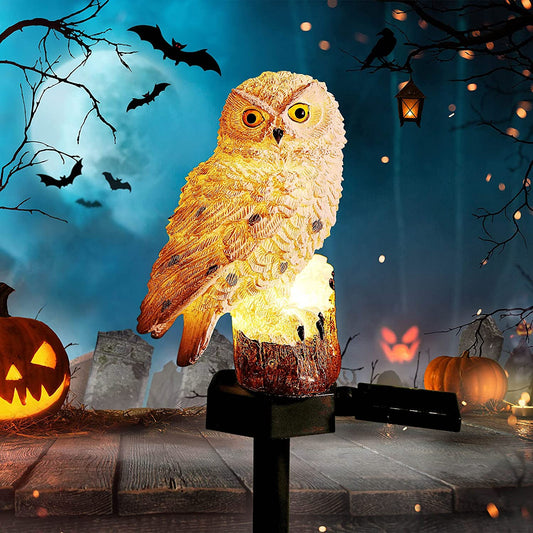 Owl Solar Lights for Halloween Decoration Outdoor Waterproof Stake Lamp for Halloween Decor